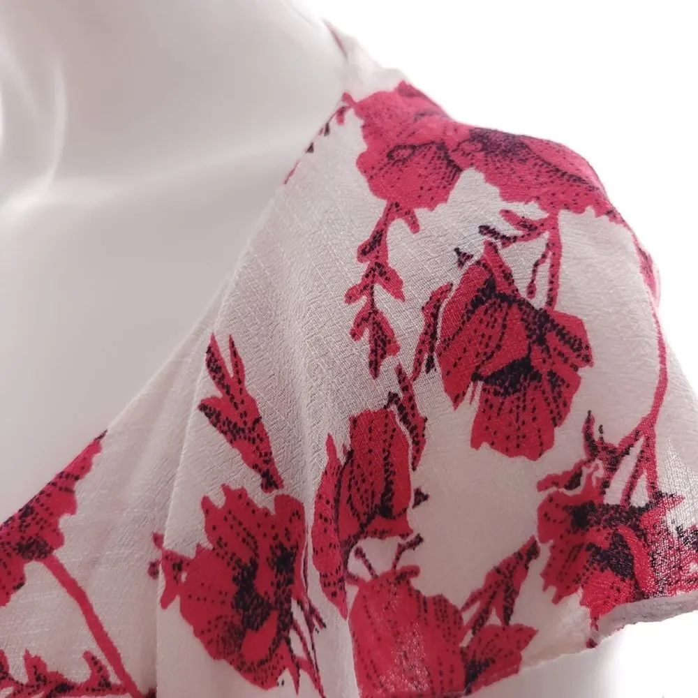 Free People Women's Size Small French Quarter Floral Pink White Wrap Dress
